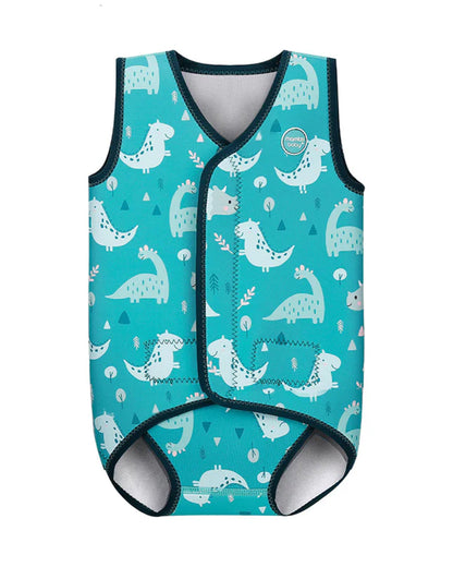 Mambobaby Nylon Thermal Wetsuit-Swimsuit-Keeps Baby Warm With 3 Layer Insulation & Quick Dry Fabric-Velcro Fastening-Dinosaur-Green-For Infants
