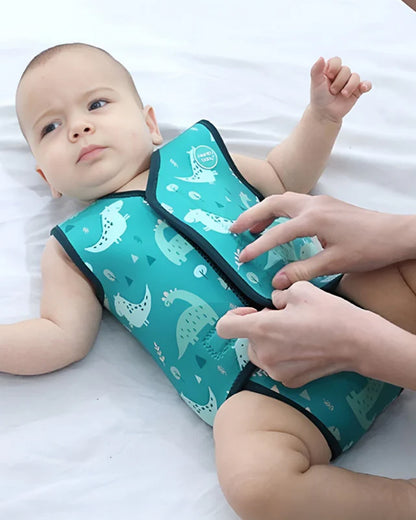 Mambobaby Nylon Thermal Wetsuit-Swimsuit-Keeps Baby Warm With 3 Layer Insulation & Quick Dry Fabric-Velcro Fastening-Dinosaur-Green-For Infants