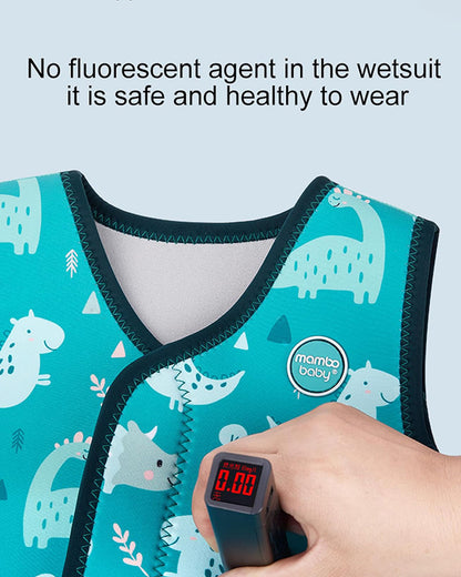 Mambobaby Nylon Thermal Wetsuit-Swimsuit-Keeps Baby Warm With 3 Layer Insulation & Quick Dry Fabric-Velcro Fastening-Dinosaur-Green-For Infants