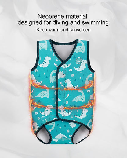 Mambobaby Nylon Thermal Wetsuit-Swimsuit-Keeps Baby Warm With 3 Layer Insulation & Quick Dry Fabric-Velcro Fastening-Dinosaur-Green-For Infants