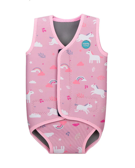 Mambobaby Nylon Thermal Wetsuit-Swimsuit-Keeps Baby Warm With 3 Layer Insulation & Quick Dry Fabric-Velcro Fastening-Unicorn-Pink-For Infants