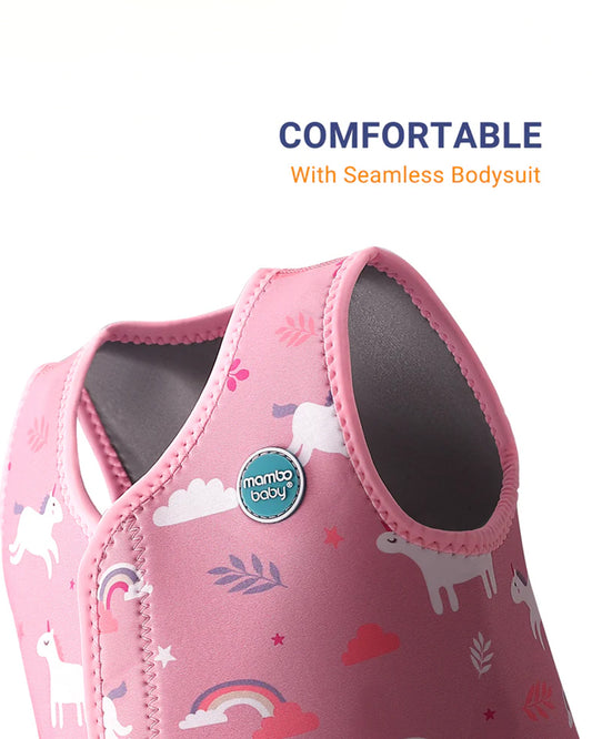Mambobaby Nylon Thermal Wetsuit-Swimsuit-Keeps Baby Warm With 3 Layer Insulation & Quick Dry Fabric-Velcro Fastening-Unicorn-Pink-For Infants
