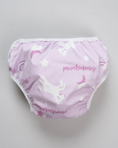 Mambobaby Reusable Swimming Diaper Pants-3D Comfort Fit with Adjustable Waist, Breathable Fabric & Leakproof Design-Unicorn-Pink