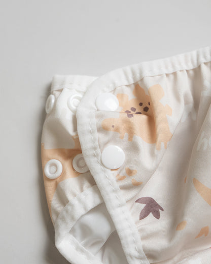 Mambobaby Reusable Swimming Diaper Pants-3D Comfort Fit with Adjustable Waist, Breathable Fabric & Leakproof Design-Dinosaur-Yellow