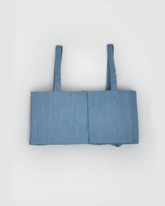 La dee da Blue Top & Pants-Embellished-Denim-For Infants