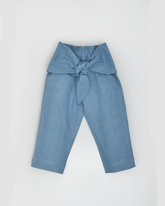 La dee da Blue Top & Pants-Embellished-Denim-For Infants