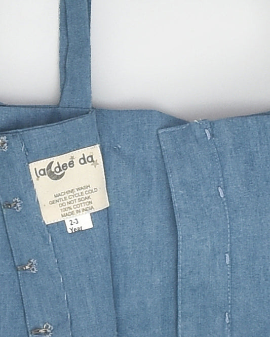 La dee da Blue Top & Pants-Embellished-Denim-For Infants