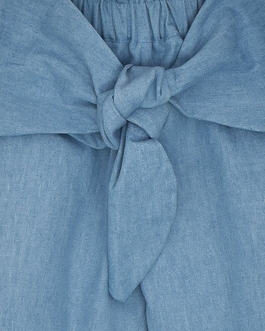 La dee da Blue Top & Pants-Embellished-Denim-For Infants