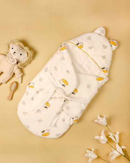 Kicks & Crawl Moo Moo Baby Sleeping Nest-Equipped With Velcro Harness-With 3-Way Zip For Easy Change-Newborn Bed