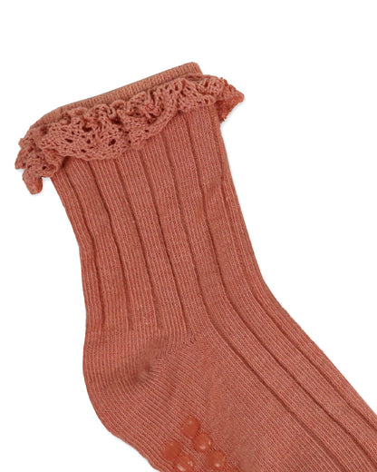 Kicks & Crawl White & Pastel Pink Socks-Solid-Cotton-Pack of 2-For Infants