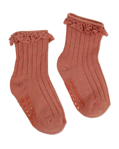 Kicks & Crawl White & Pastel Pink Socks-Solid-Cotton-Pack of 2-For Infants
