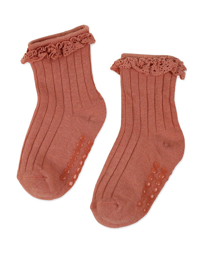 Kicks & Crawl White & Pastel Pink Socks-Solid-Cotton-Pack of 2-For Infants