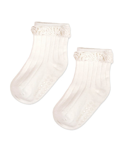 Kicks & Crawl White & Pastel Pink Socks-Solid-Cotton-Pack of 2-For Infants