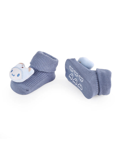 Kicks & Crawl Blue & Sage Green Socks-Safari Pals-Cotton-Pack of 2-For Infants