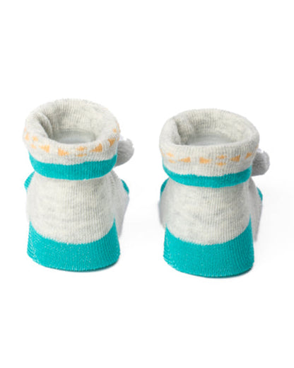 Kicks & Crawl Light Grey & Beige Socks-Wiggly Friends-Cotton-Pack of 2-For Infants