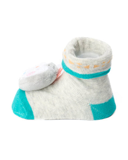 Kicks & Crawl Light Grey & Beige Socks-Wiggly Friends-Cotton-Pack of 2-For Infants