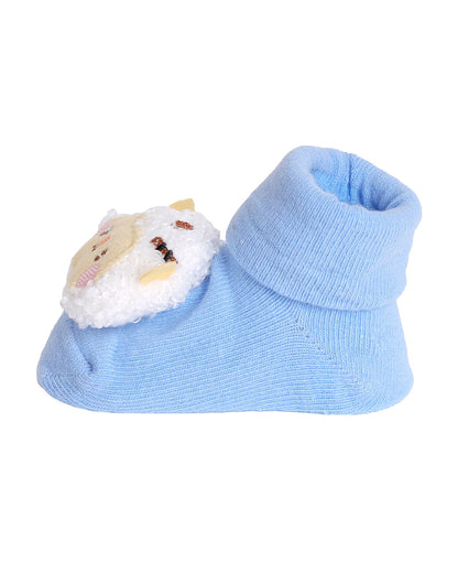 Kicks & Crawl Blue & Off White Socks-Squishy Fishy-Cotton-Pack of 2-For Infants