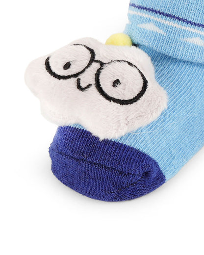 Kicks & Crawl Blue & Off White Socks-Cloud Chopper-Cotton-Pack of 2-For Infants