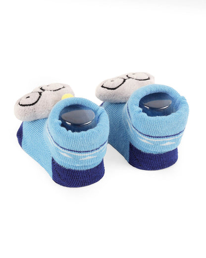 Kicks & Crawl Blue & Off White Socks-Cloud Chopper-Cotton-Pack of 2-For Infants