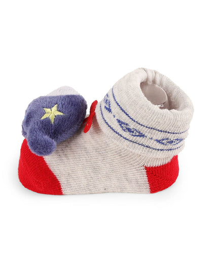 Kicks & Crawl Blue & Off White Socks-Cloud Chopper-Cotton-Pack of 2-For Infants