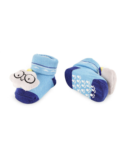 Kicks & Crawl Blue & Off White Socks-Cloud Chopper-Cotton-Pack of 2-For Infants