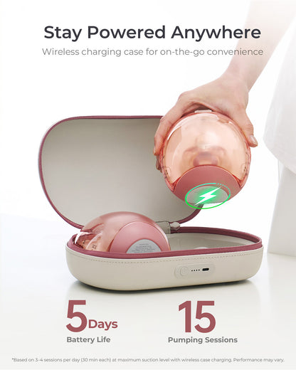 Momcozy Air 1 Ultra-Slim Double Wearable Breast Pump-Smart App with Personalized Suction & Speed Control, Wireless Charging Case with Real-Time Milk Tracking