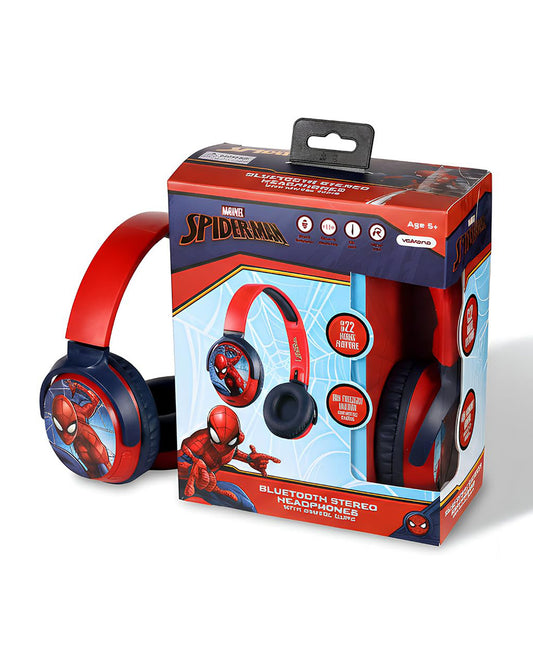 Volkano Marvel Spiderman Bluetooth Headphone-Musical Toy-Built-in Microphone with Swivel & Foldable Cups-Voice Assistant with Kids Safe 85dB Volume-3Y+