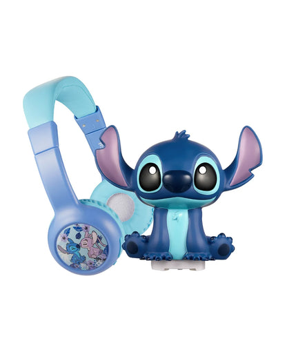 Volkano Disney Stitch Bluetooth Headphone with Character Mood Light-Musical Toy-Built-in Microphone with Swivel & Foldable Cups-Voice Assistant with Kids Safe 85dB Volume-3Y+