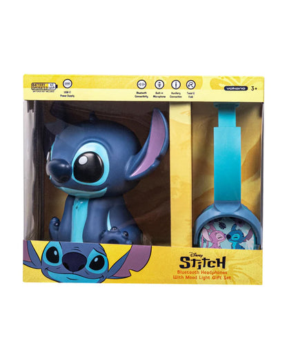 Volkano Disney Stitch Bluetooth Headphone with Character Mood Light-Musical Toy-Built-in Microphone with Swivel & Foldable Cups-Voice Assistant with Kids Safe 85dB Volume-3Y+