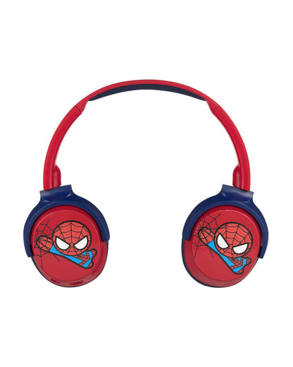 Volkano Marvel Spiderman Bluetooth Headphone with Character Mood Light-Musical Toy-Built-in Microphone with Swivel & Foldable Cups-Voice Assistant with Kids Safe 85dB Volume-3Y+