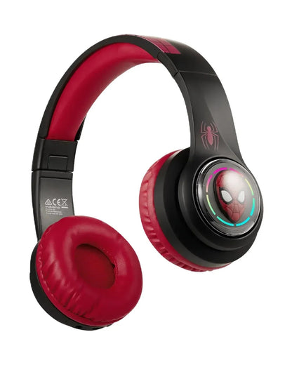 Volkano Marvel Spiderman 3D Bluetooth Headphone-Musical Toy-Built in Microphone with Foldable Earcups-RGB Lights with Kids Safe 85dB Volume-3Y+