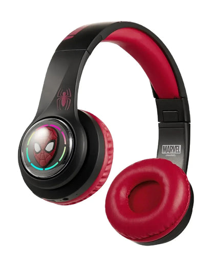 Volkano Marvel Spiderman 3D Bluetooth Headphone-Musical Toy-Built in Microphone with Foldable Earcups-RGB Lights with Kids Safe 85dB Volume-3Y+