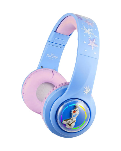 Volkano Disney Frozen 3D Bluetooth Headphone-Musical Toy-Built in Microphone with Foldable Earcups-RGB Lights with Kids Safe 85dB Volume-3Y+