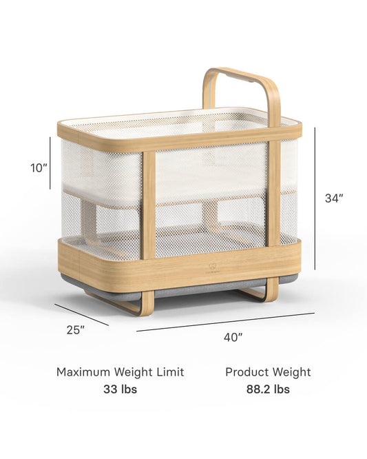 Cradlewise Convertible Smart Bassinet & Crib-ASTM F2194 Certified-Built In AI Monitor That Senses Early Wake Up Signs-1 Year Warranty-Includes VOC & PU Foam Free Mattress, Waterproof Mattress Cover, Fitted Sheet & Crib Mesh-For 0 to 2Y (Upto 15 Kg)