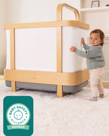 Cradlewise Convertible Smart Bassinet & Crib-ASTM F2194 Certified-Built In AI Monitor That Senses Early Wake Up Signs-1 Year Warranty-Includes VOC & PU Foam Free Mattress, Waterproof Mattress Cover, Fitted Sheet & Crib Mesh-For 0 to 2Y (Upto 15 Kg)