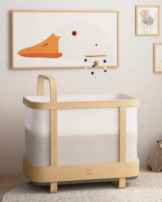 Cradlewise Convertible Smart Bassinet & Crib-ASTM F2194 Certified-Built In AI Monitor That Senses Early Wake Up Signs-1 Year Warranty-Includes VOC & PU Foam Free Mattress, Waterproof Mattress Cover, Fitted Sheet & Crib Mesh-For 0 to 2Y (Upto 15 Kg)