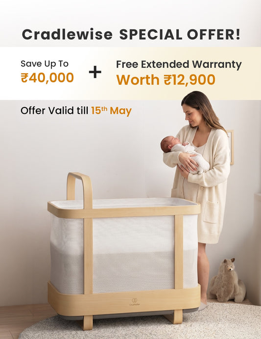 Cradlewise Convertible Smart Bassinet & Crib-ASTM F2194 Certified-Built In AI Monitor That Senses Early Wake Up Signs-1 Year Warranty-Includes VOC & PU Foam Free Mattress, Waterproof Mattress Cover, Fitted Sheet & Crib Mesh-For 0 to 2Y (Upto 15 Kg)