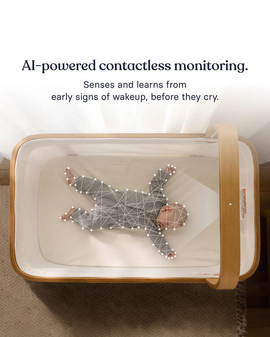 Cradlewise Convertible Smart Bassinet & Crib-ASTM F2194 Certified-Built In AI Monitor That Senses Early Wake Up Signs-1 Year Warranty-Includes VOC & PU Foam Free Mattress, Waterproof Mattress Cover, Fitted Sheet & Crib Mesh-For 0 to 2Y (Upto 15 Kg)