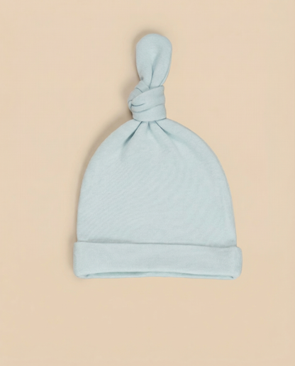 Twingle 100% Organic Cotton Sleeping Bag with Beanie-Snug Fit & Arms Up Design for Natural Body Posture-Zip Guard to Protect Baby's Chin & Neck-Two Way Zipper for Easy Diaper Change-Solid-Misty Blue-For Infants