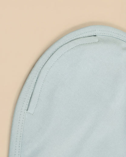Twingle 100% Organic Cotton Sleeping Bag with Inbuilt Mittens-Snug Fit & Arms Up Design for Natural Body Posture-Zip Guard to Protect Baby's Chin & Neck-Two Way Zipper for Easy Diaper Change-Solid-Misty Blue-For Infants