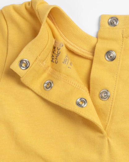 Chicco White & Yellow T-shirt & Shorts Set-Printed-Cotton-For Infants