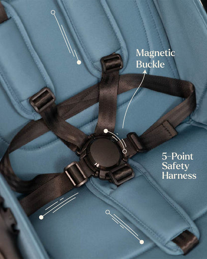 Loopie Hop Cabin Friendly Stroller-One Hand Fold-Flat Reclining Seat-Includes Mosquito Net-1 Year Warranty-For 0 to 4Y (Upto 22 Kg)-Blue Jade