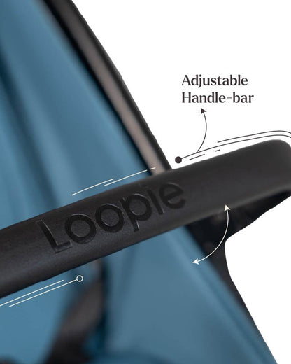 Loopie Hop Cabin Friendly Stroller-One Hand Fold-Flat Reclining Seat-Includes Mosquito Net-1 Year Warranty-For 0 to 4Y (Upto 22 Kg)-Blue Jade