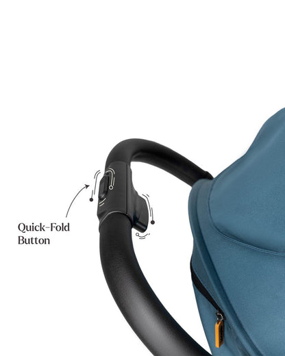 Loopie Hop Cabin Friendly Stroller-One Hand Fold-Flat Reclining Seat-Includes Mosquito Net-1 Year Warranty-For 0 to 4Y (Upto 22 Kg)-Blue Jade