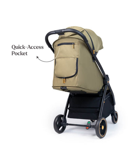 Loopie Hop Cabin Friendly Stroller-One Hand Fold-Flat Reclining Seat-Includes Mosquito Net-1 Year Warranty-For 0 to 4Y (Upto 22 Kg)-Olive Fern