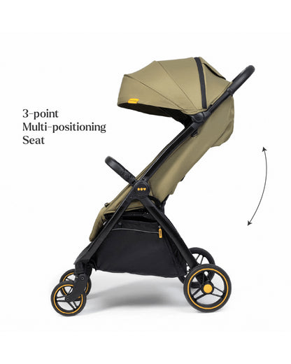 Loopie Hop Cabin Friendly Stroller-One Hand Fold-Flat Reclining Seat-Includes Mosquito Net-1 Year Warranty-For 0 to 4Y (Upto 22 Kg)-Olive Fern