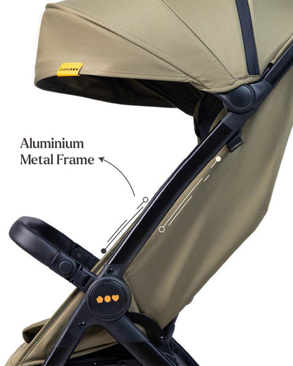 Loopie Hop Cabin Friendly Stroller-One Hand Fold-Flat Reclining Seat-Includes Mosquito Net-1 Year Warranty-For 0 to 4Y (Upto 22 Kg)-Olive Fern