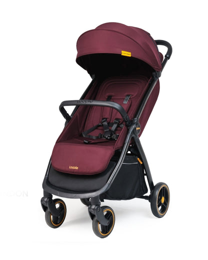 Loopie Hop Cabin Friendly Stroller-One Hand Fold-Flat Reclining Seat-Includes Mosquito Net-1 Year Warranty-For 0 to 4Y (Upto 22 Kg)-Mulberry Maroon