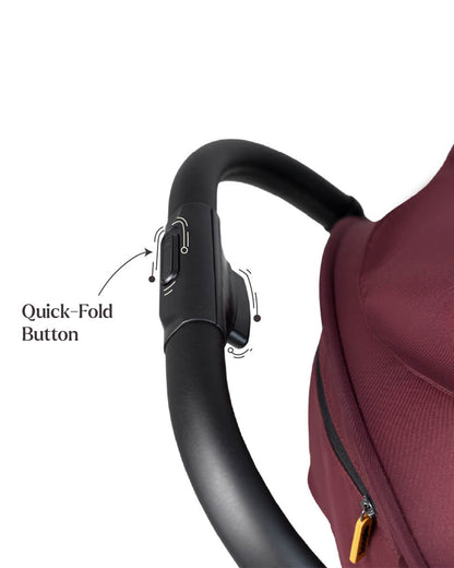 Loopie Hop Cabin Friendly Stroller-One Hand Fold-Flat Reclining Seat-Includes Mosquito Net-1 Year Warranty-For 0 to 4Y (Upto 22 Kg)-Mulberry Maroon