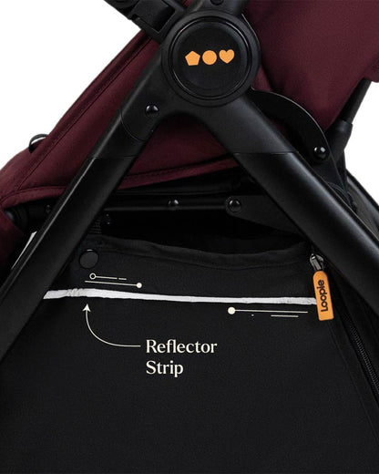 Loopie Hop Cabin Friendly Stroller-One Hand Fold-Flat Reclining Seat-Includes Mosquito Net-1 Year Warranty-For 0 to 4Y (Upto 22 Kg)-Mulberry Maroon